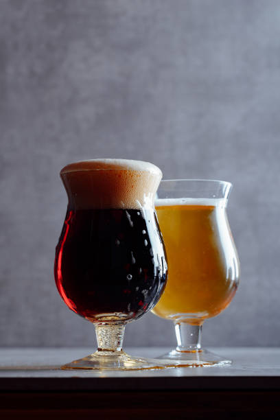 istock Two beers in belgian glasses 640243596