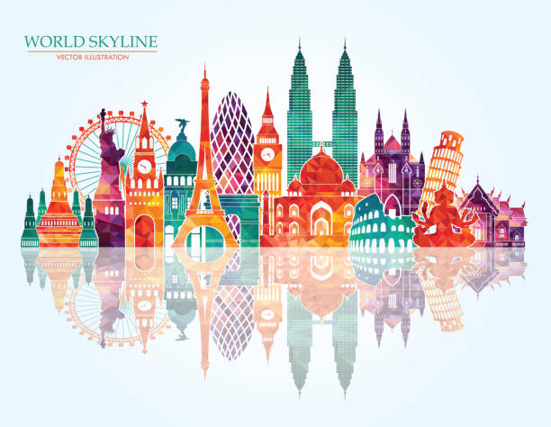 istock Travel and tourism background. Summer colorful background. Vector illustration 640244476