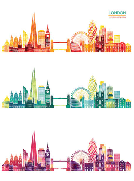 panoramę londynu. ilustracja wektorowa - church steeple silhouette built structure stock illustrations