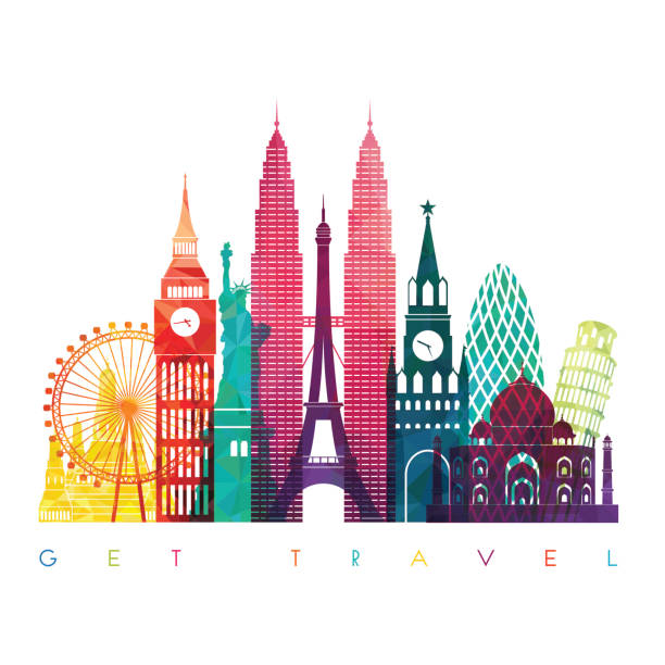 istock Travel and tourism background. Summer colorful background. Vector illustration 640245328