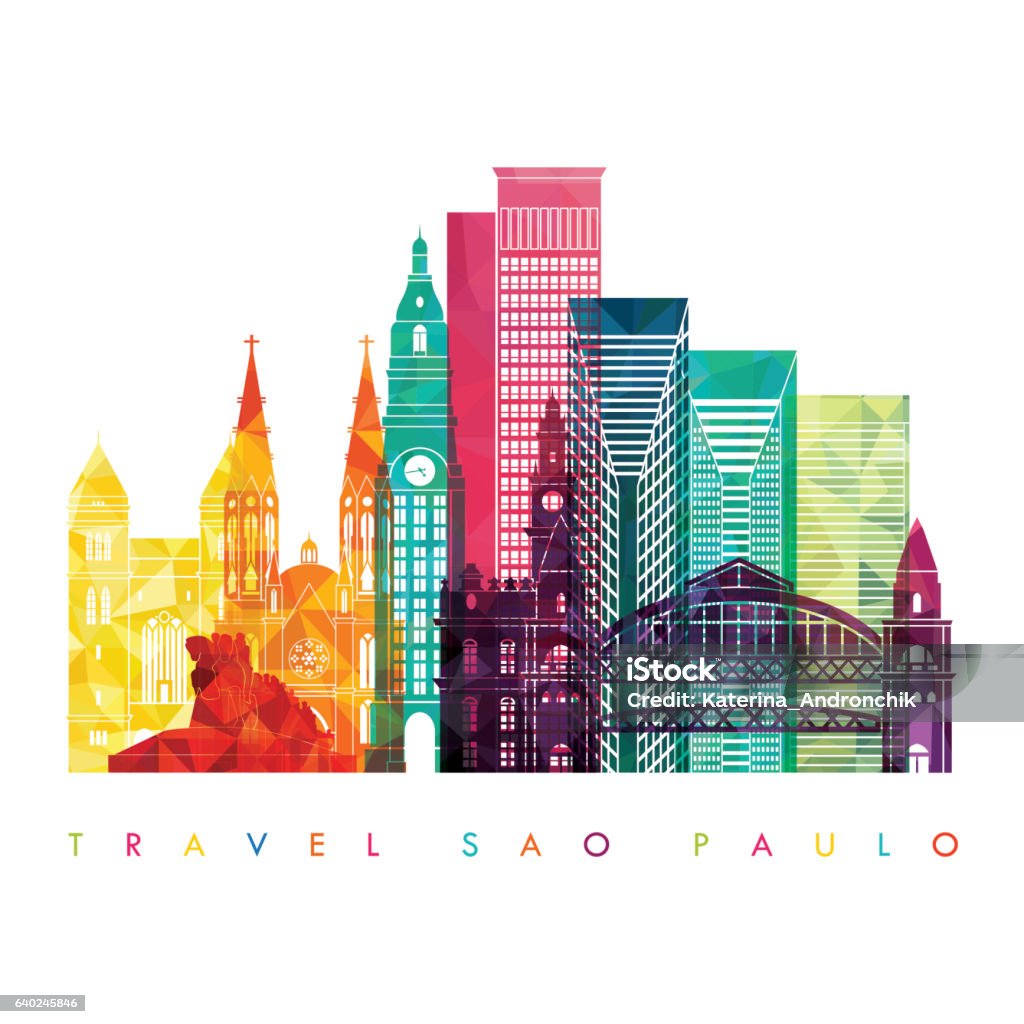 São Paulo detalhou o horizonte. Histórico de viagens e turismo. Ilustração vetorial - Ilustração de São Paulo royalty-free