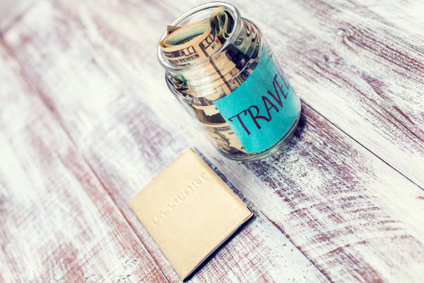 istock objects for travel isolated on a wooden background 640246086