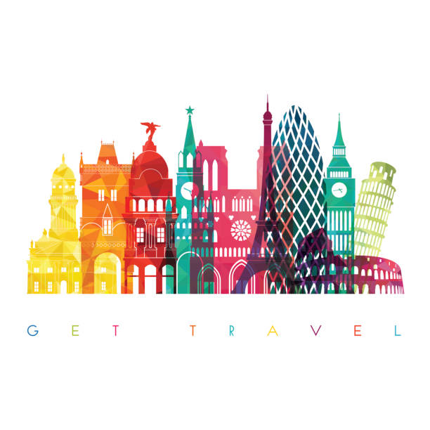 istock Travel and tourism background. Summer colorful background. Vector illustration 640246138