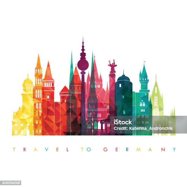 Travel Germany Famous Landmarks Skyline Vector Illustration Stock Illustration - Download Image Now