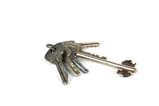 istock Bunch of keys on a white background 640246648