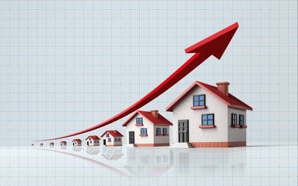 istock Miniature Houses on  Blue Graph Paper 640248188