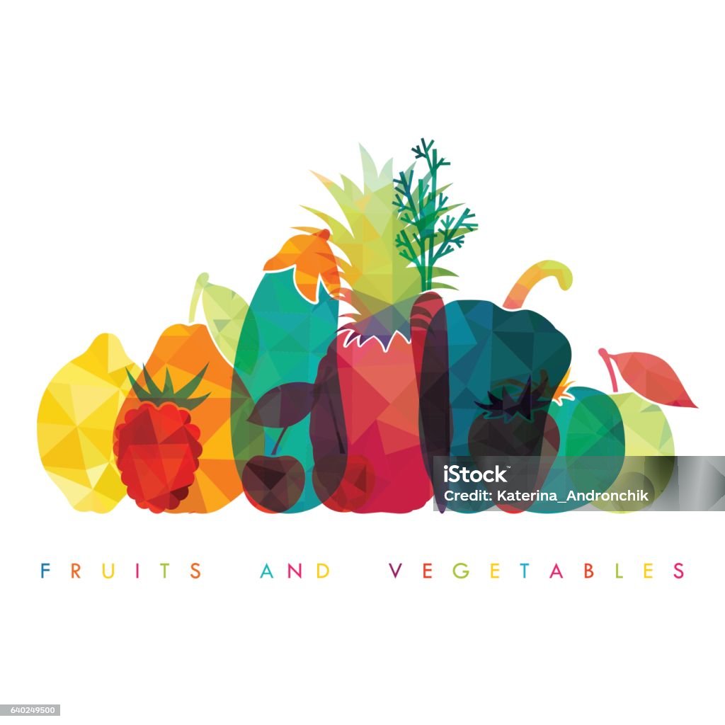 Obst und Gemüse. Gesunde seradienende Nahrung. Vektor-Illustration - Lizenzfrei Gemüse Vektorgrafik