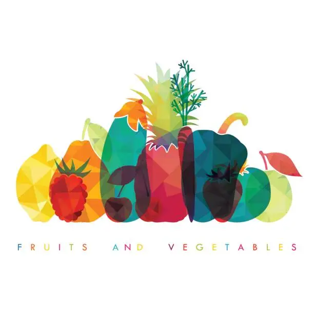 Vector illustration of Fruits and vegetables. Healthy food. Vector illustration