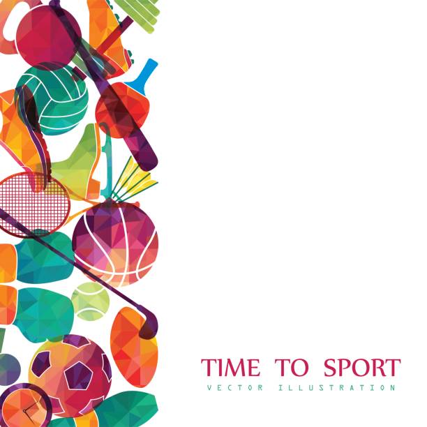 kolorowe tło sportowe. piłka nożna, koszykówka, hokej, pudełko, golf, tenis. wektor - golf abstract ball sport stock illustrations