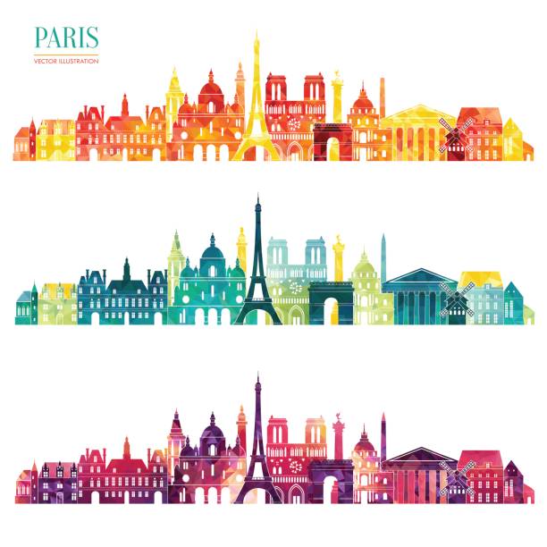 Paris detailed skyline. Vector illustration Paris detailed skyline. Vector illustration arch architectural feature stock illustrations