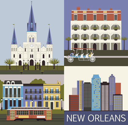 New Orleans in Louisiana USA. Vector illustration