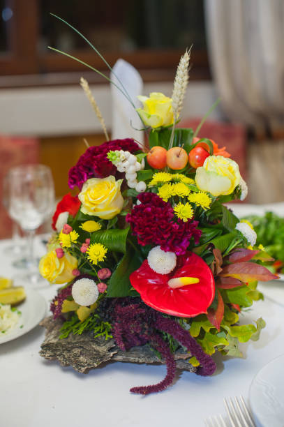 istock beautiful wedding bouquet on a table in restaurant 640257774