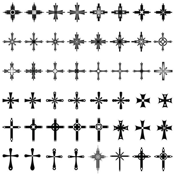 Crosses set. Crosses set. Vector art. cross tattoo stock illustrations
