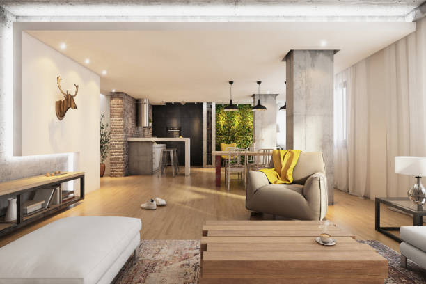 istock Modern hipster apartment interior living room 640265128