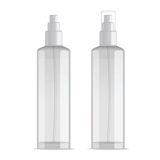istock Realistic transparent cosmetic bottle sprayer container. Dispenser with cap for 640267450