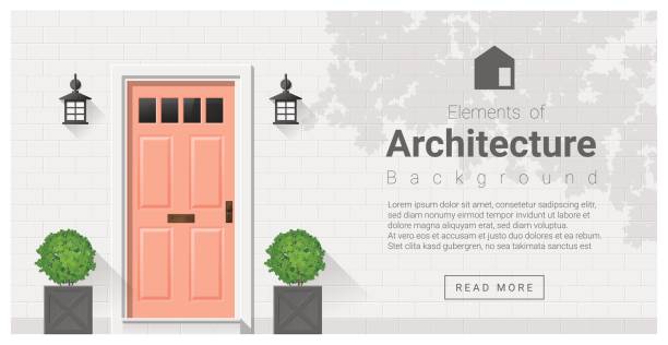 건축의 요소, 현관 배경 19 - house facade door residential structure stock illustrations
