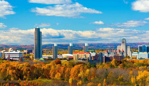 Albany Skyline with Autumn Colored Trees