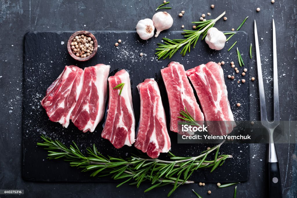 raw pork ribs Pork Stock Photo