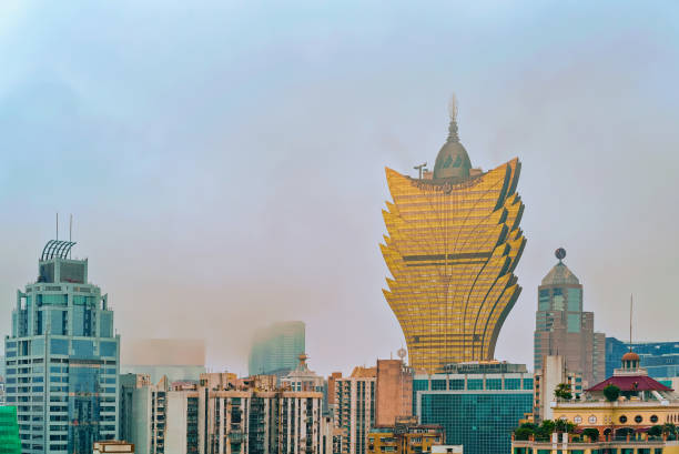 Macao, China - March 8, 2016: Skyline with skyscrapers in Macao, China.