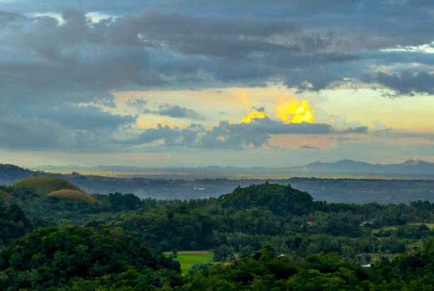 Colorful evening at the chocolate hills, Bohol, Philippines