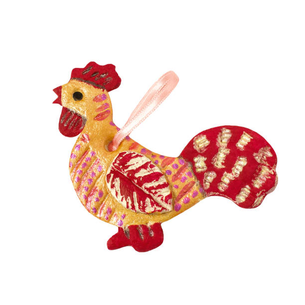 istock Homemade cock from salt dough on a white background 640283950