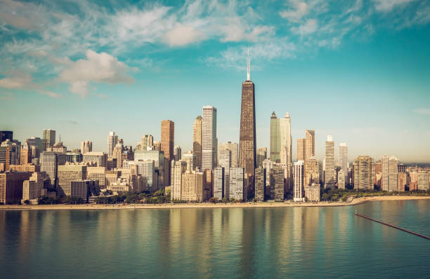 istock Aerial view of Chicago Downtown 640286570