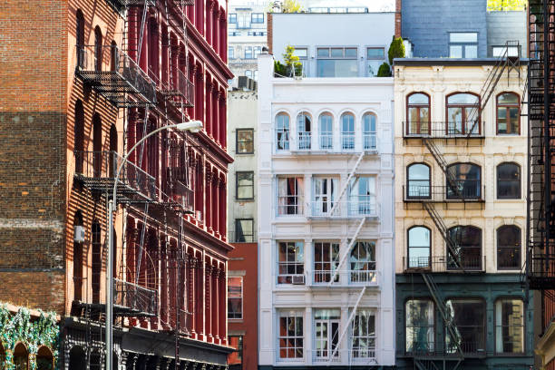 Historic buildings in SoHo Manhattan New York City Historic buildings on Crosby and Howard Street in the SoHo neighborhood of Manhattan, New York City NYC historic building stock pictures, royalty-free photos & images