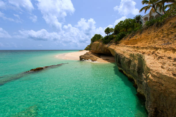 rocky anguilla island stock photo