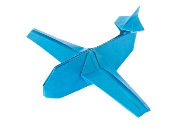 istock Blue airplane of origami 640299700