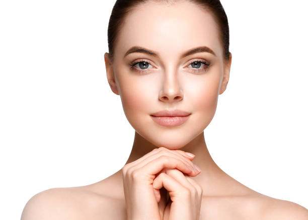 Beautiful Woman Face Portrait. Beauty Model. isolated on white Beautiful Woman Face Portrait Beauty Skin Care Concept. Fashion Beauty Model isolated on white cute teen pic stock pictures, royalty-free photos & images