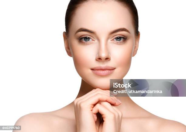 Beautiful Woman Face Portrait Beauty Model Isolated On White Stock Photo - Download Image Now