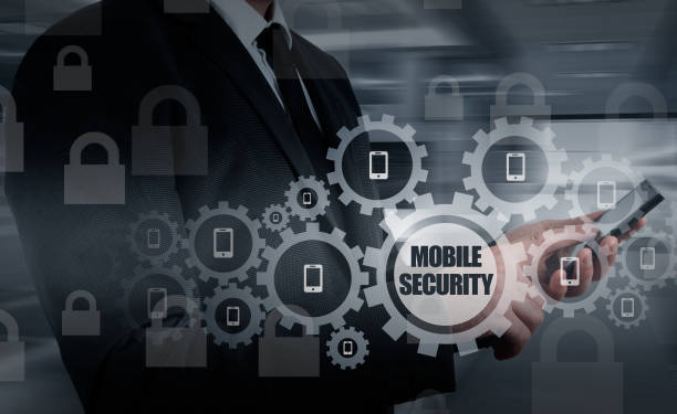 istock Business concept, businessman with smartphone. Worldwide connection technology. Mobile security. 640300594
