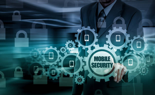 istock Business concept, businessman with smartphone. Worldwide connection technology. Mobile security. 640300628