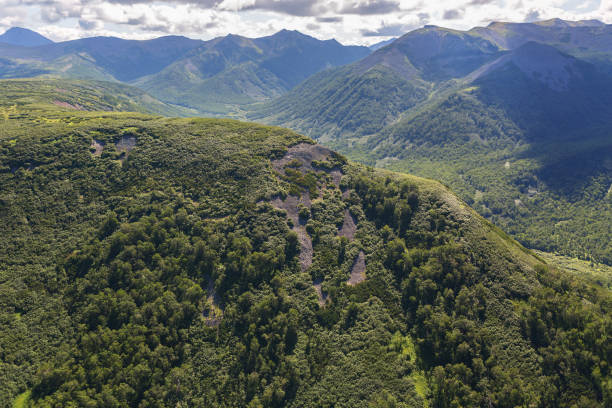 istock Kronotsky Nature Reserve on Kamchatka Peninsula. View from helicopter. 640302156