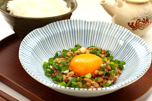 Natto is a traditional Japanese food made from soybeans fermented with Bacillus subtilis.
