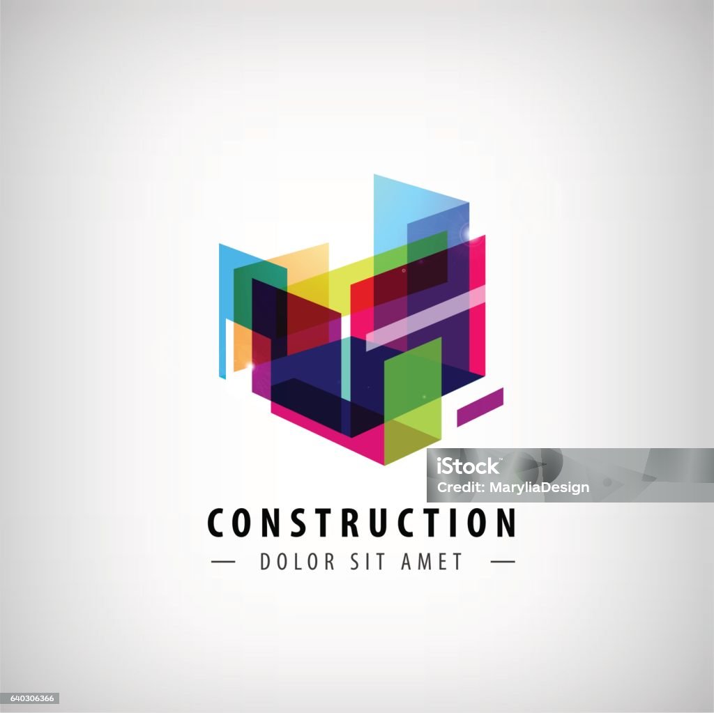 Vector Abstract Geometric Construction Structure Logo Colorful 3d ...