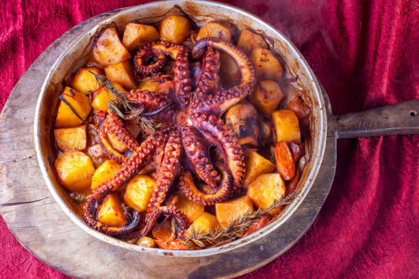 istock Rich octopus salad with potatoes, baked octopus 640307406