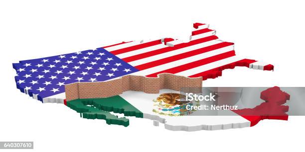 Border Wall Between America And Mexico Stock Photo - Download Image Now - International Border Barrier, Mexico, Barricade