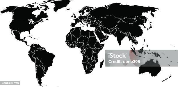 World Map On A White Background Stock Illustration - Download Image Now - Abstract, Africa, Asia