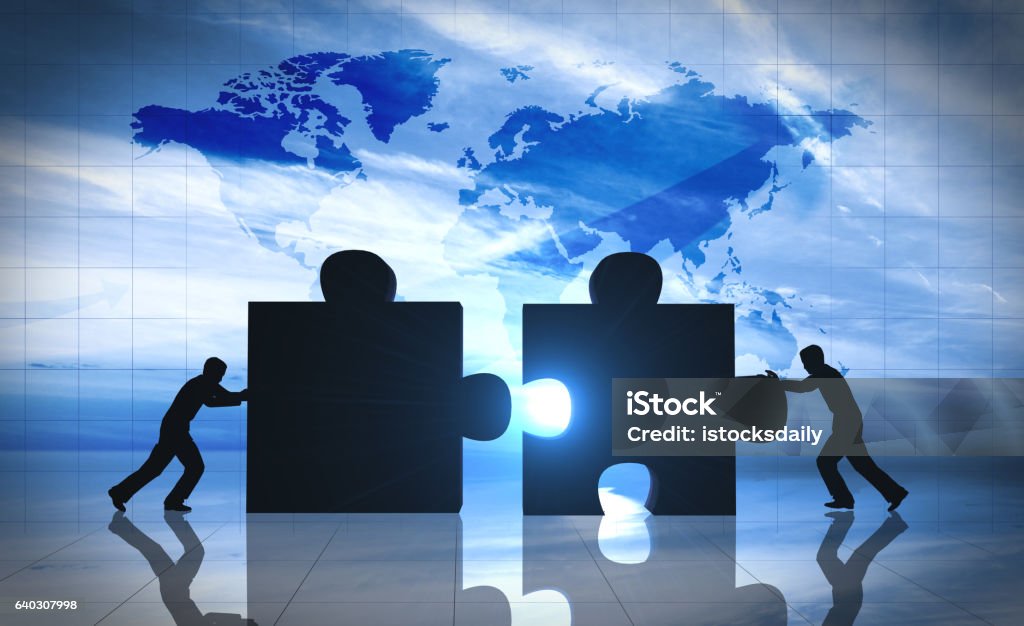 World Business teamwork puzzle pieces World Business teamwork puzzle pieces 3d rendering Mergers and Acquisitions Stock Photo