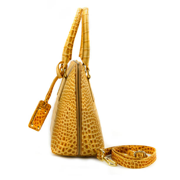 istock Elegant  Yellow   leather woman's handbag isolated on white background 640310376