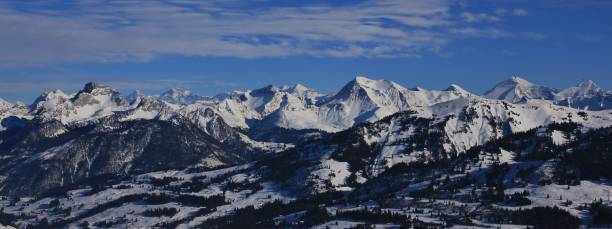 stunning view from the rellerli ski area, switzerland - wildstrubel imagens e fotografias de stock