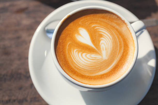 istock Cup of coffee latte, with heart shape. 640313250