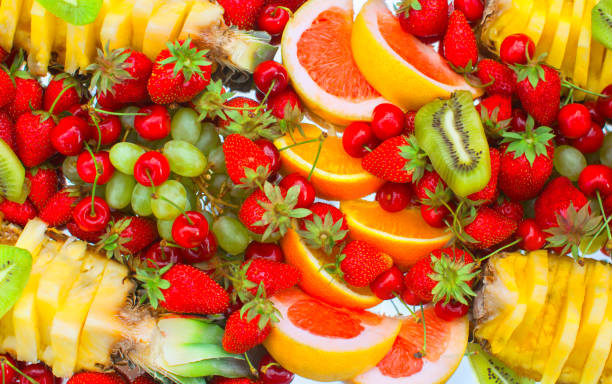 istock Fruit lying on a white plate, close-up. 640314750