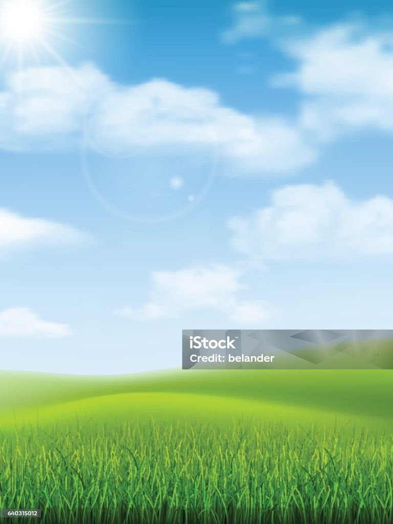 Naturlandschaft Grashügel - Lizenzfrei Himmel Vektorgrafik