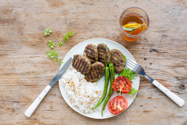 istock Turkish style meatballs and rice 640315058