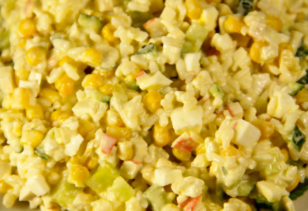 istock Salad with crab sticks corn cucumber eggs and rice 640315700