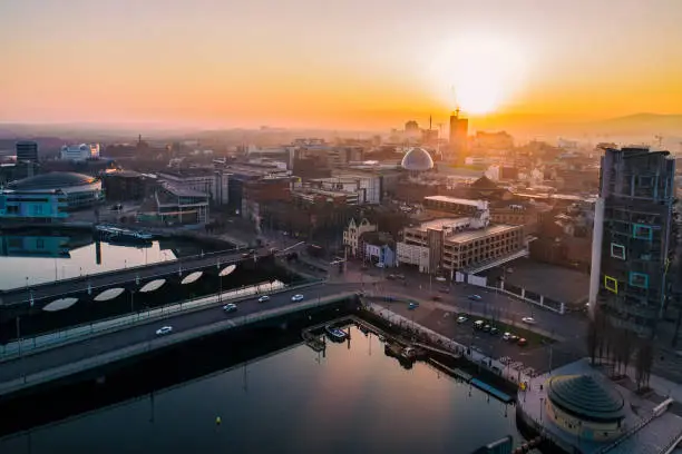 Belfast city center form a drone