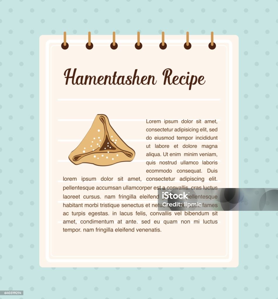 Hamantaschen recipe. traitional food for Jewish holiday Purim infographics of perfect Hamantaschen for Jewish holiday Purim. vector illustration Recipe stock vector