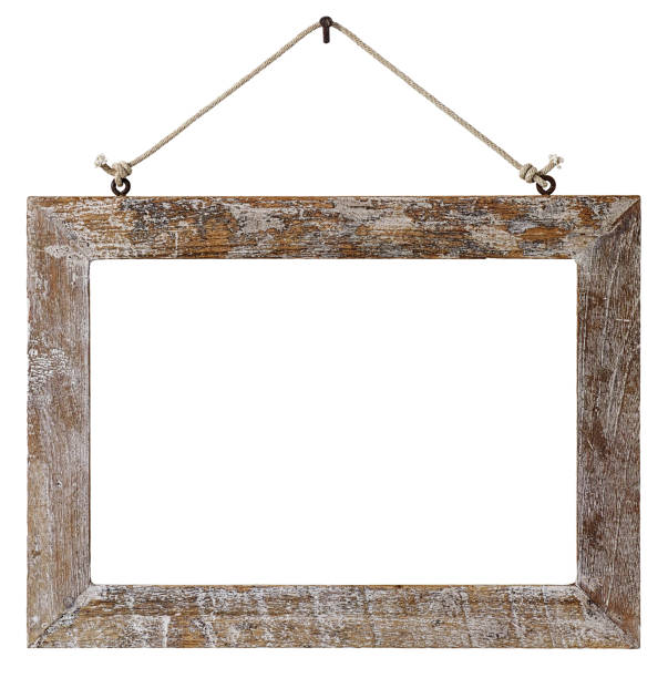 110+ Old Weathered Natural Wood Frame Hanging By Rope Stock Photos,  Pictures & Royalty-Free Images - iStock
